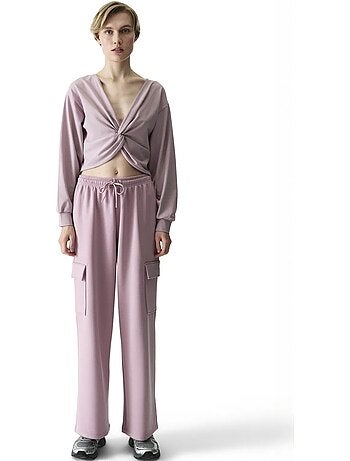 Sweatshirt midi oversize à col v et lien penti