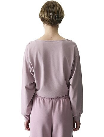 Sweatshirt midi oversize à col v et lien penti