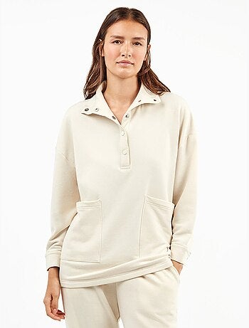 Sweatshirt molletonnée oversize col boutons