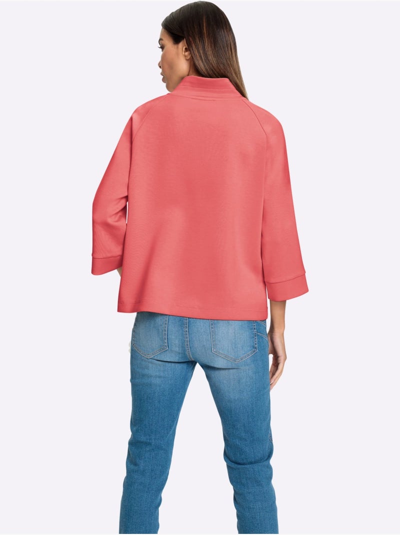Sweatshirt Motif De Broderie Haute Qualité - Taille Standard - Helline Corail - Kiabi