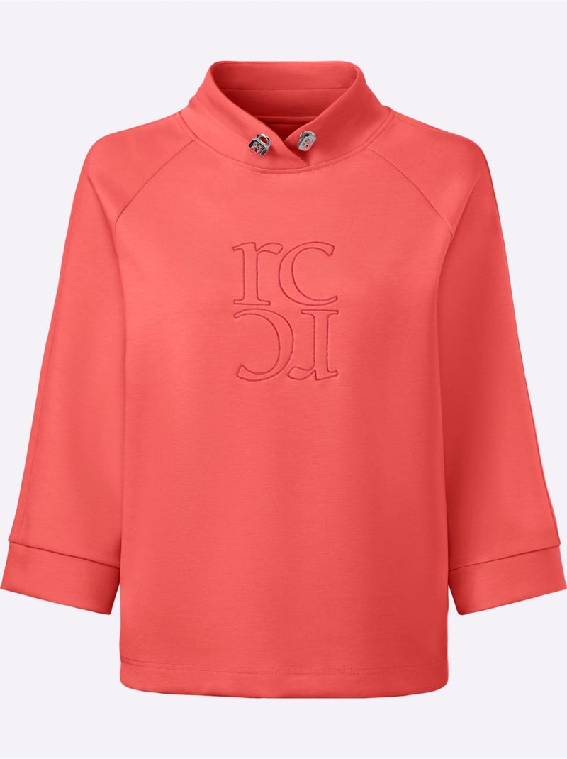 Sweatshirt Motif De Broderie Haute Qualité - Taille Standard - Helline Corail - Kiabi