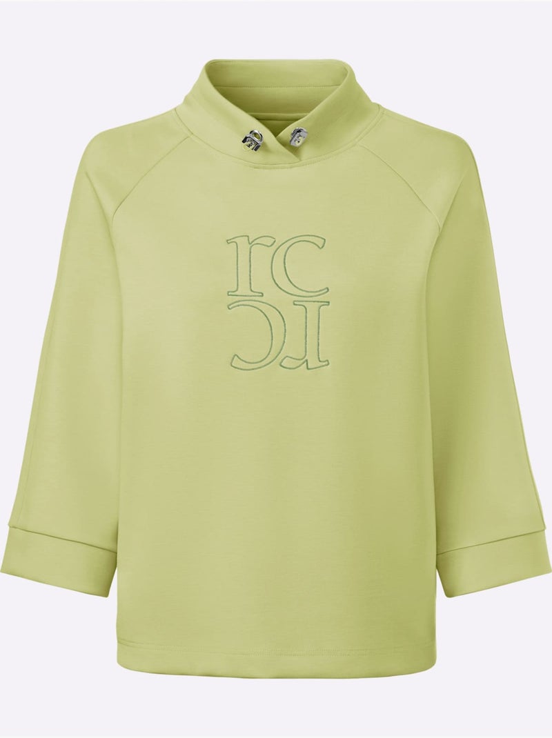 Sweatshirt Motif De Broderie Haute Qualité - Taille Standard - Helline Vert pistache - Kiabi