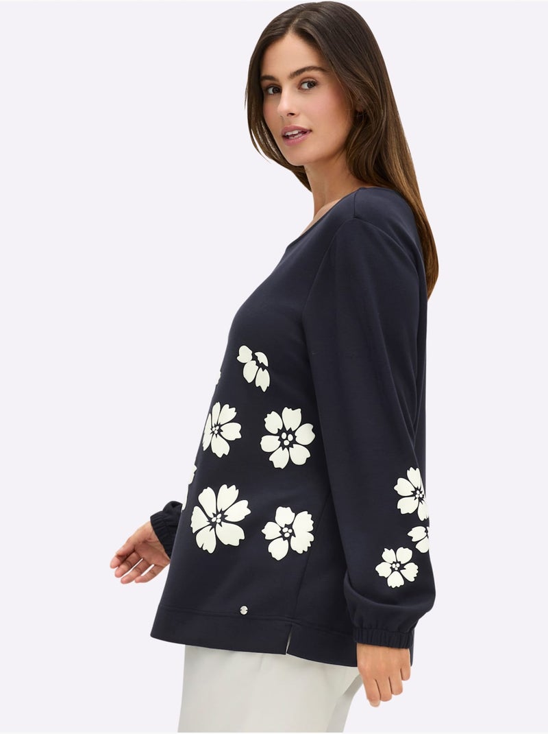 Sweatshirt Motif Imprimé - Taille Standard - Sheego Bleu Blanc - Kiabi