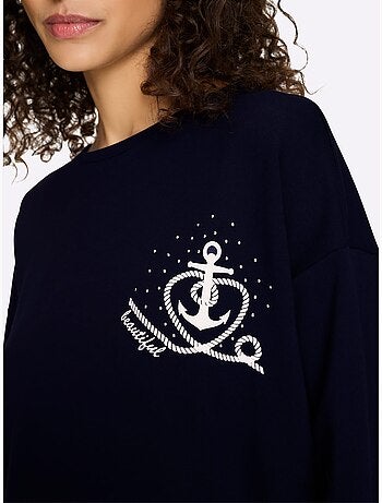 Sweatshirt Motif Imprimé Devant - Taille Standard - Helline
