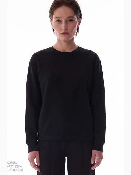Sweatshirt oversize à col rond en modal penti - Kiabi