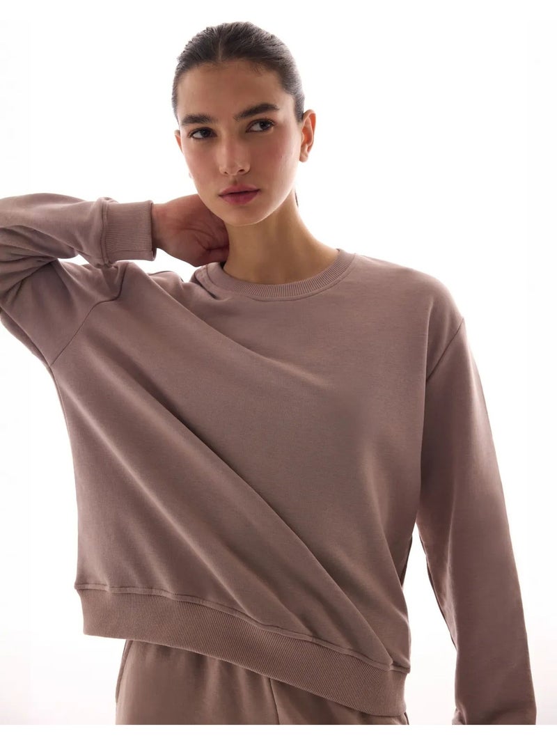 Sweatshirt oversize à col rond penti Beige argile - Kiabi