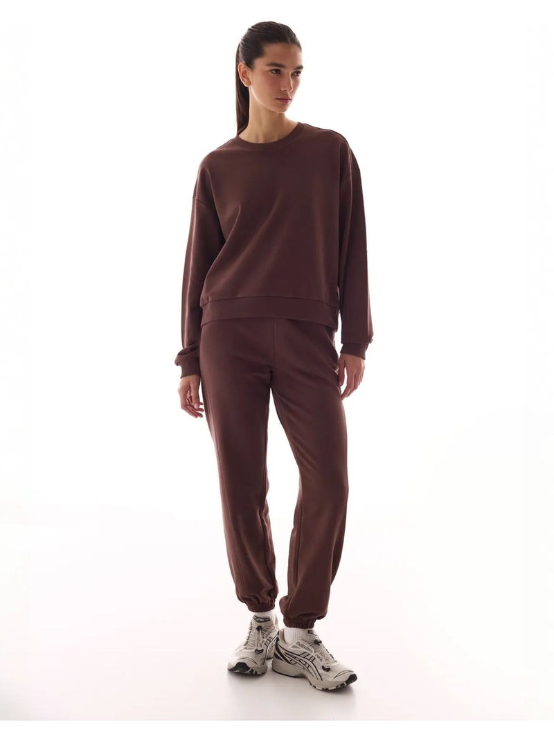 Sweatshirt oversize à col rond penti Marron chocolat - Kiabi