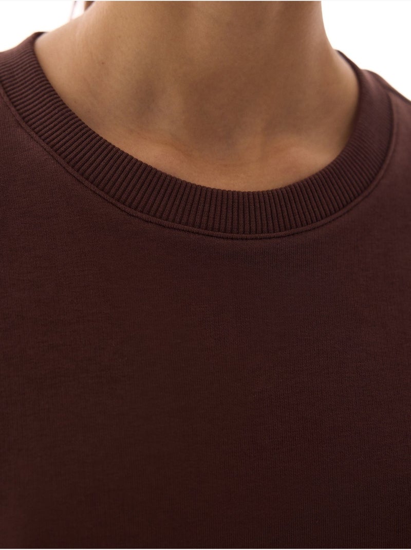Sweatshirt oversize à col rond penti Marron chocolat - Kiabi