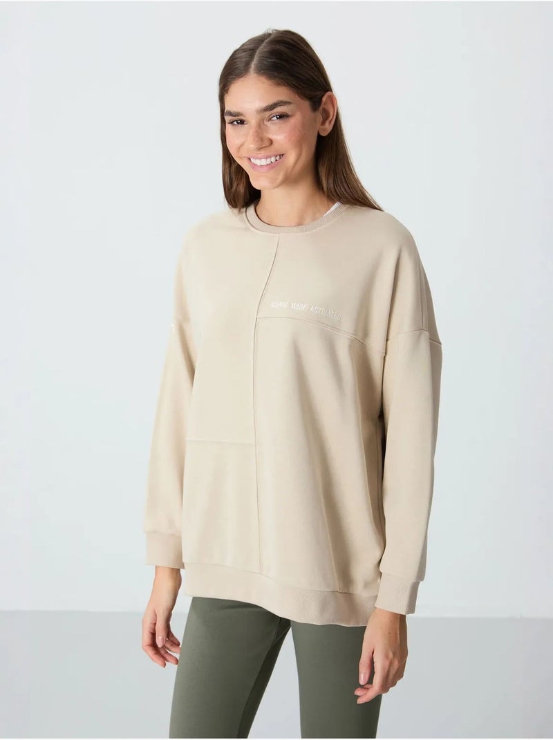 Sweatshirt oversize à col rond tommy Beige argile - Kiabi
