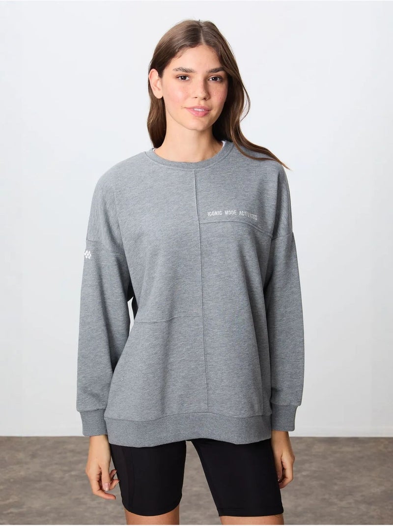 Sweatshirt oversize à col rond tommy Gris - Kiabi