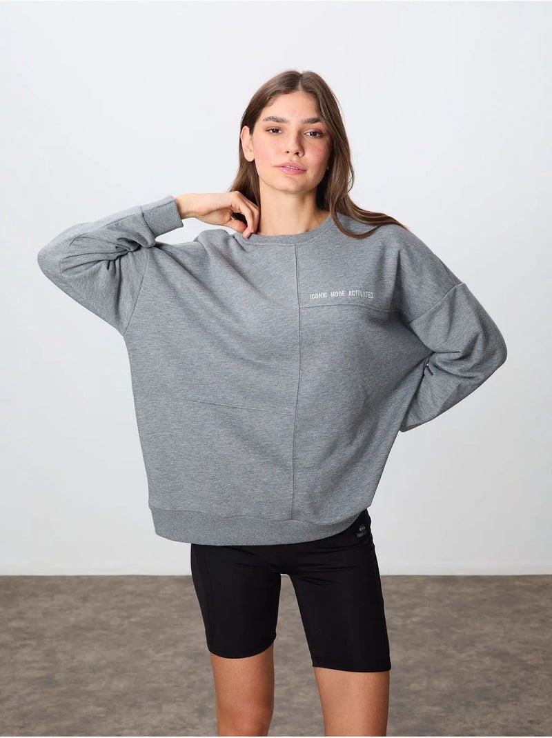 Sweatshirt oversize à col rond tommy Gris - Kiabi
