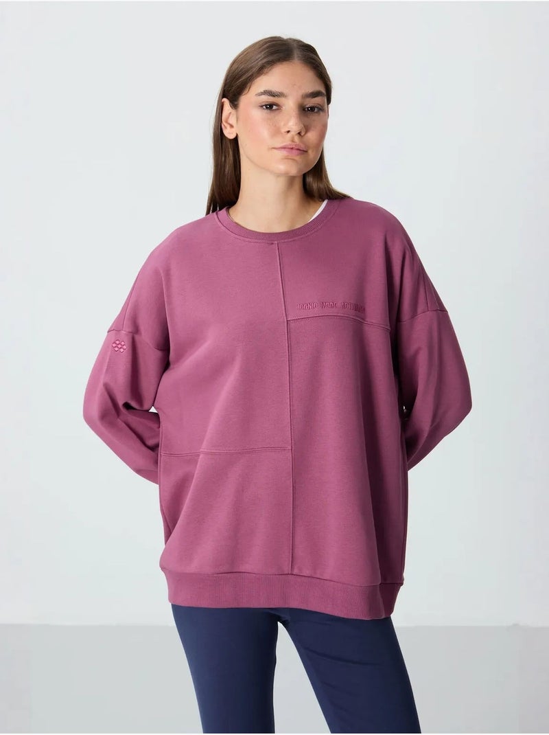 Sweatshirt oversize à col rond tommy Mauve - Kiabi