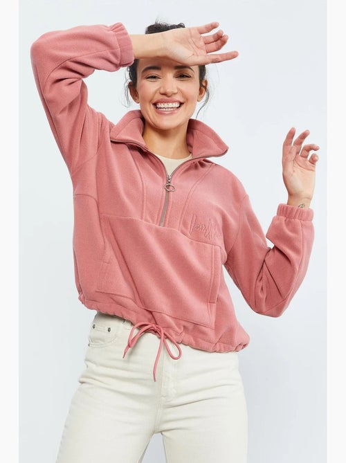 Sweatshirt oversize en maille pelucheuse à demi-zip tommy - Kiabi