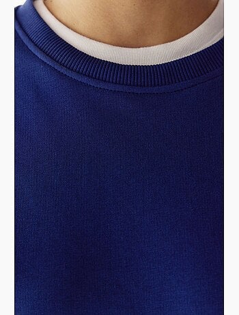 Sweatshirt oversize femme à col rond penti