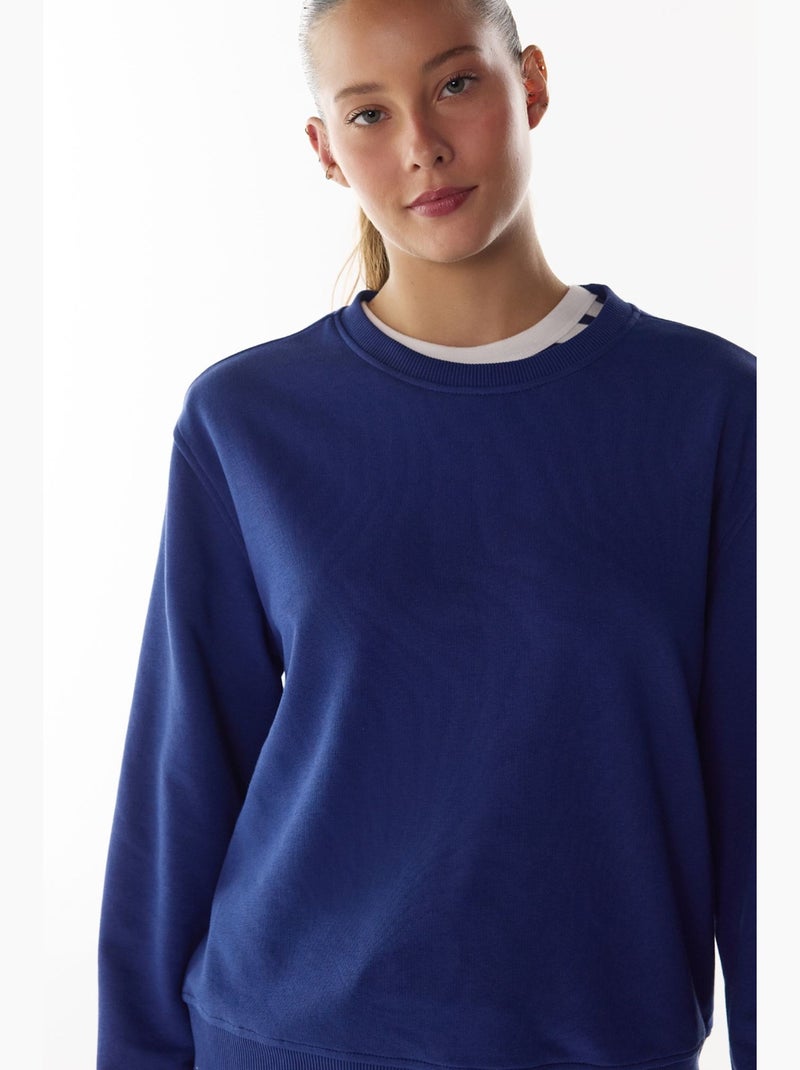 Sweatshirt oversize femme à col rond penti Bleu cobalt - Kiabi