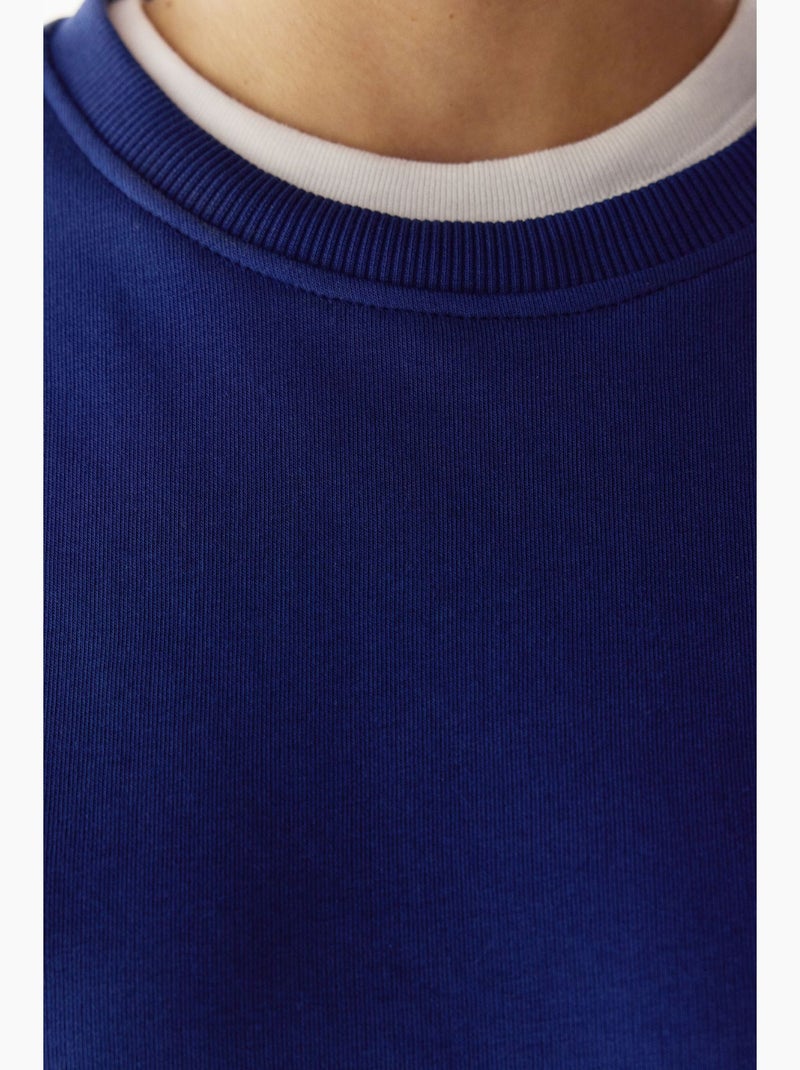 Sweatshirt oversize femme à col rond penti Bleu cobalt - Kiabi