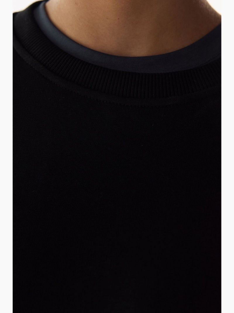 Sweatshirt oversize femme à col rond penti Noir - Kiabi