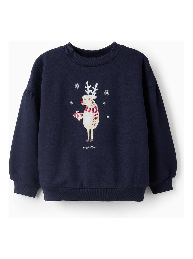 Sweatshirt pailleté, NOËL Bleu foncé - Kiabi