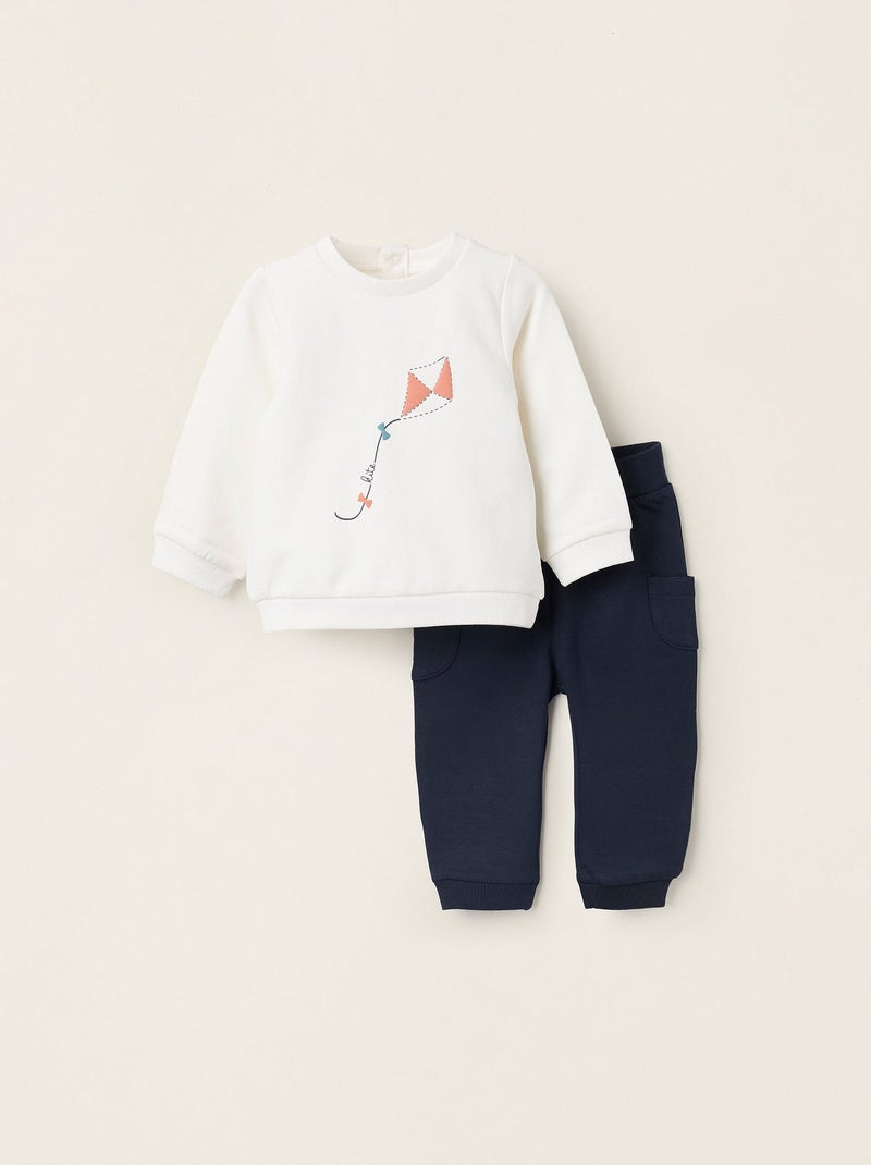 Sweatshirt + Pantalon peignés Bleu foncé - Kiabi