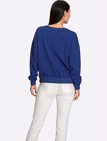 Sweatshirt passepoils contrastés tendance - taille standard - helline