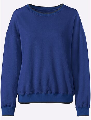Sweatshirt passepoils contrastés tendance - taille standard - helline