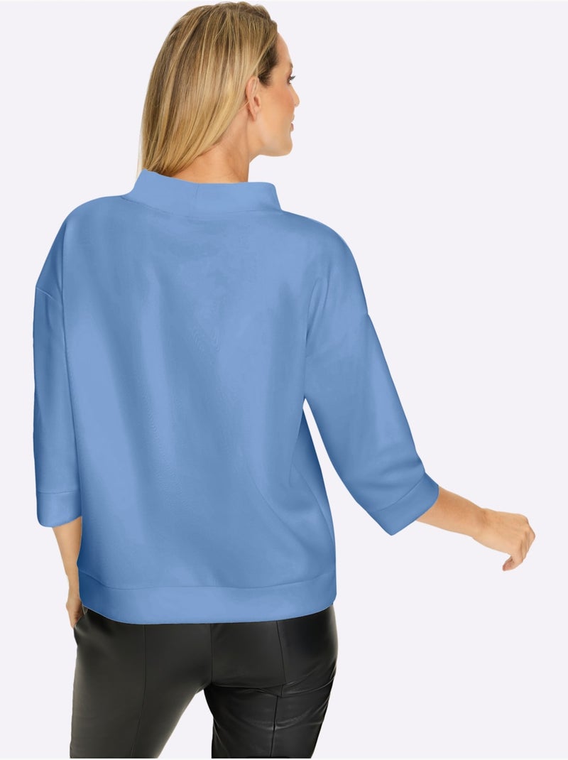 Sweatshirt Petites Pierres Brillantes Fantaisie - Taille Standard - Helline Bleu ciel - Kiabi