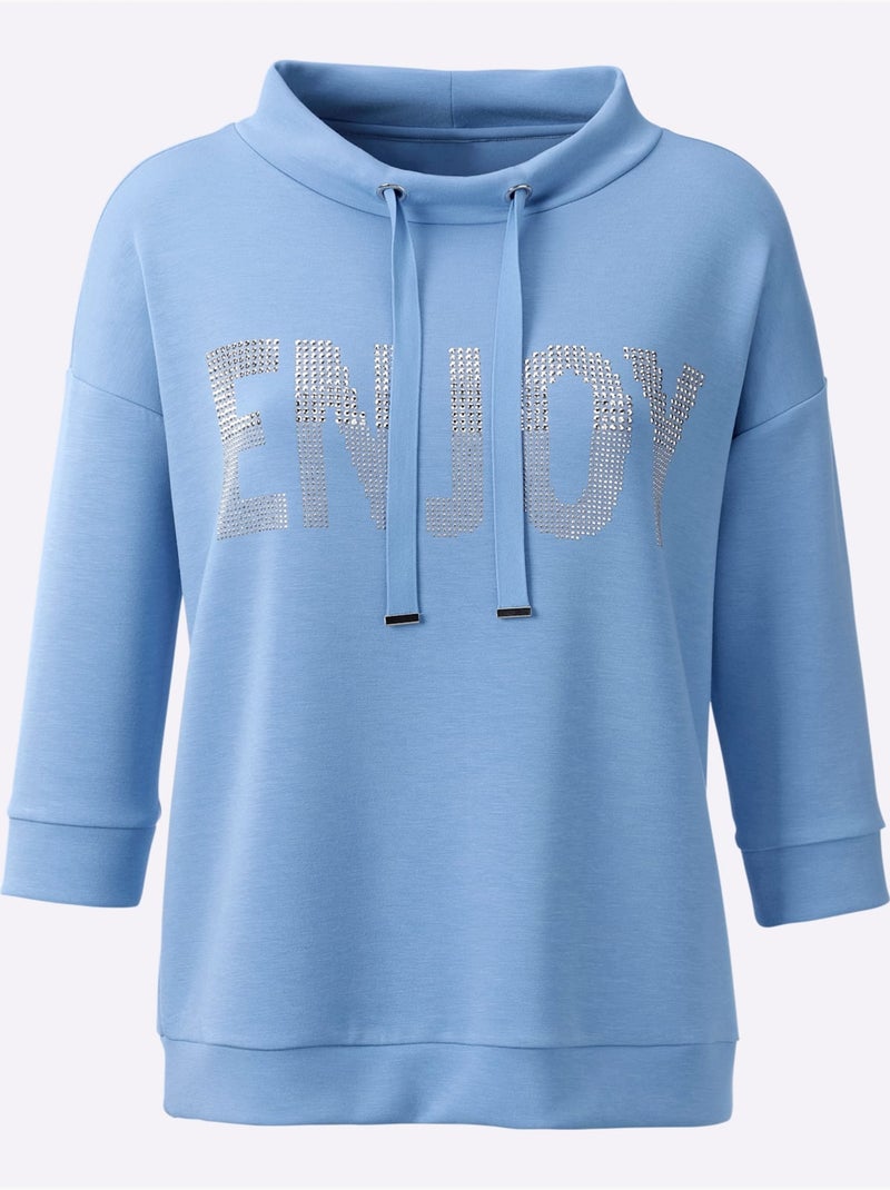 Sweatshirt Petites Pierres Brillantes Fantaisie - Taille Standard - Helline Bleu ciel - Kiabi