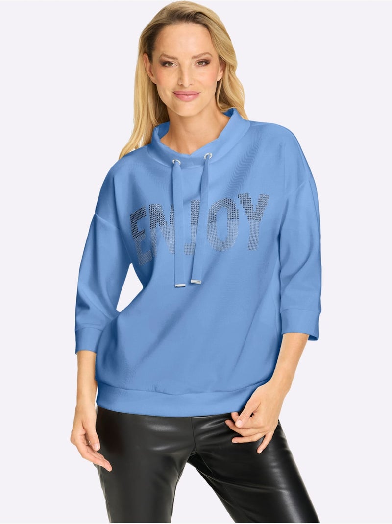 Sweatshirt Petites Pierres Brillantes Fantaisie - Taille Standard - Helline Bleu ciel - Kiabi