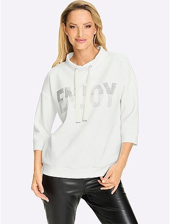 Sweatshirt petites pierres brillantes fantaisie - taille standard - helline