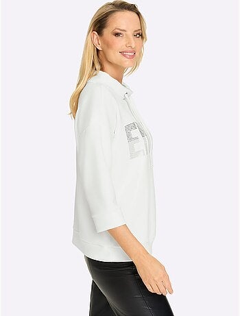 Sweatshirt petites pierres brillantes fantaisie - taille standard - helline