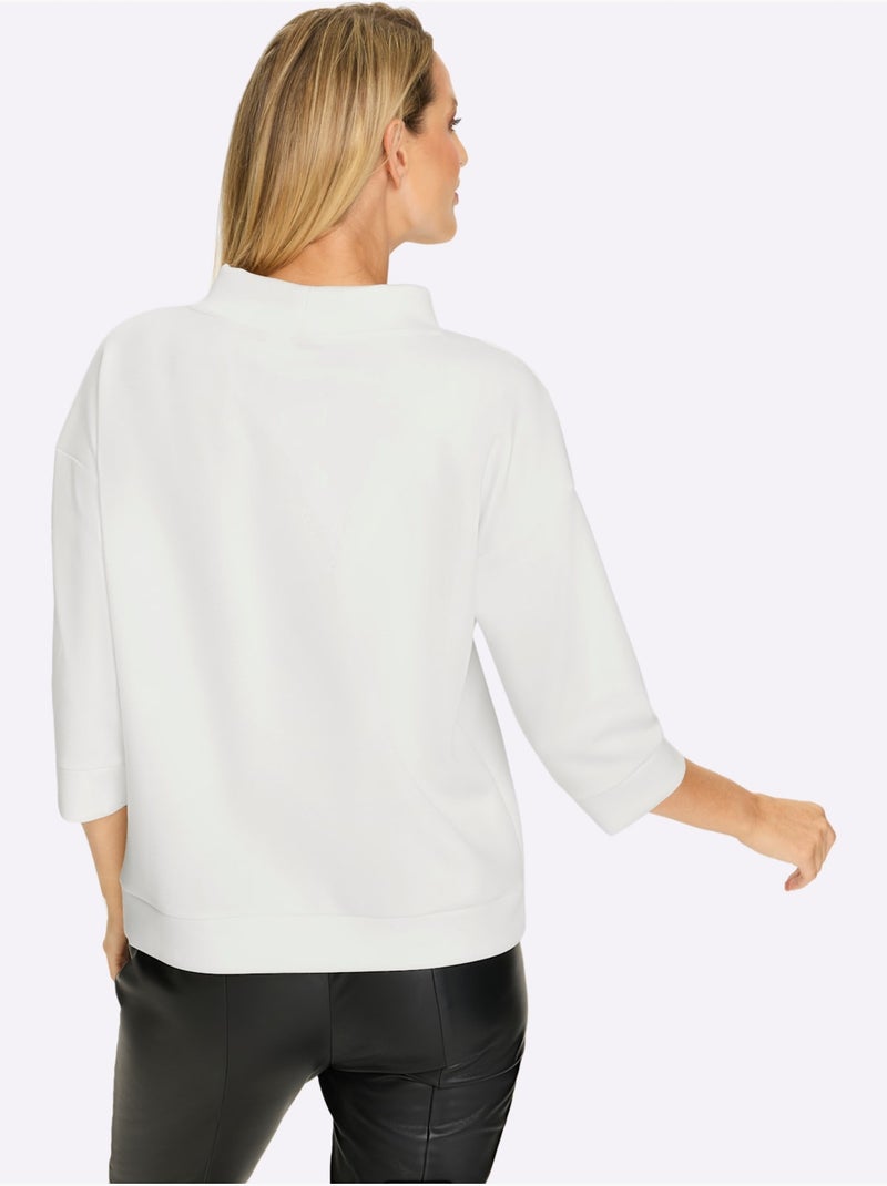 Sweatshirt Petites Pierres Brillantes Fantaisie - Taille Standard - Helline Ecru - Kiabi