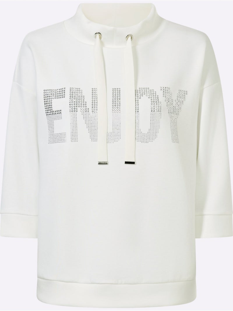 Sweatshirt Petites Pierres Brillantes Fantaisie - Taille Standard - Helline Ecru - Kiabi
