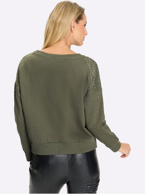 Sweatshirt Petites Pierres Brillantes Fantaisie - Taille Standard - Helline - Kiabi