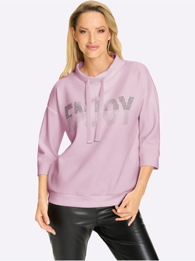 Sweatshirt Petites Pierres Brillantes Fantaisie - Taille Standard - Helline Rose - Kiabi