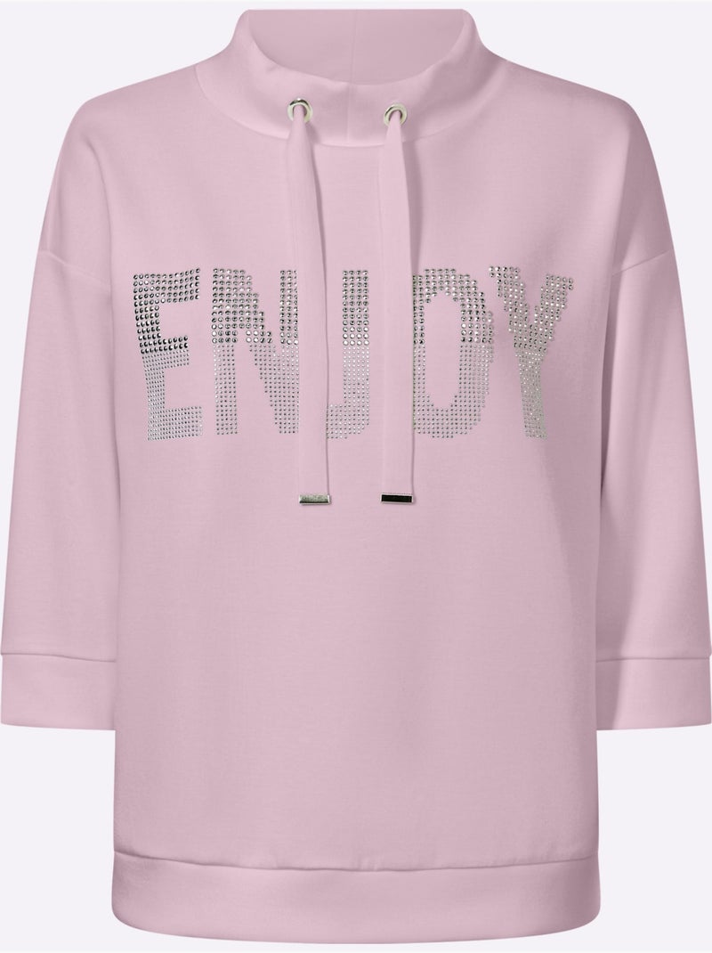 Sweatshirt Petites Pierres Brillantes Fantaisie - Taille Standard - Helline Rose - Kiabi