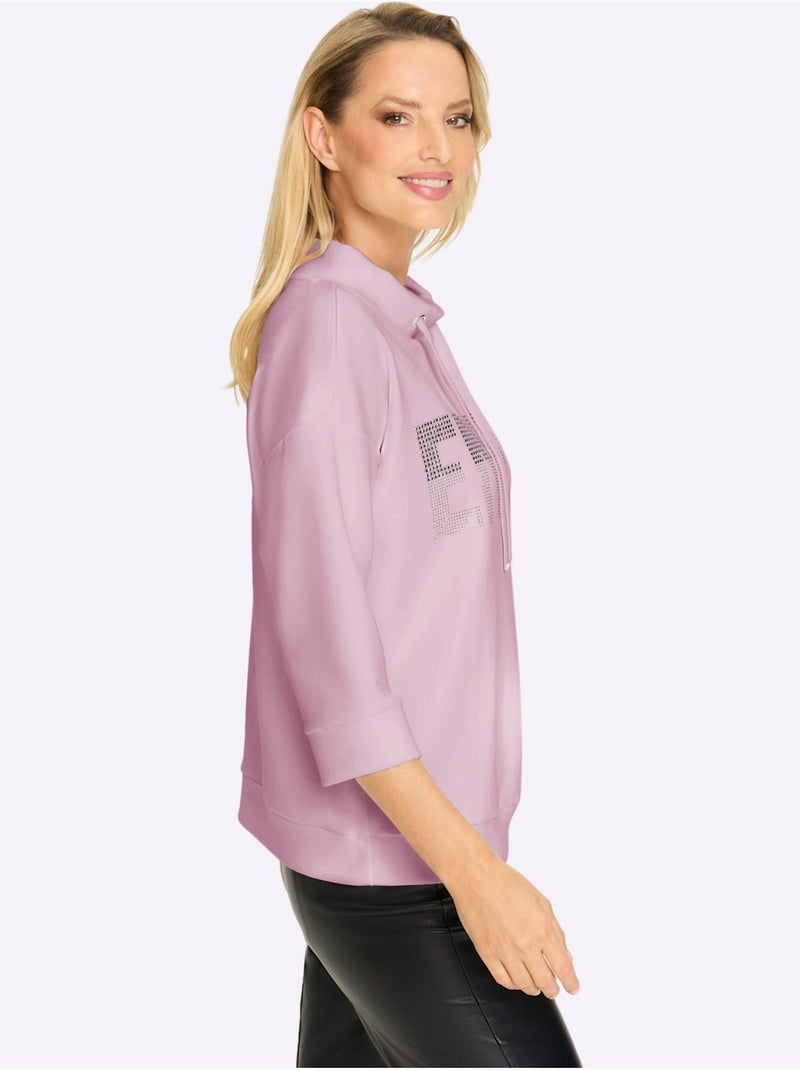 Sweatshirt Petites Pierres Brillantes Fantaisie - Taille Standard - Helline Rose - Kiabi