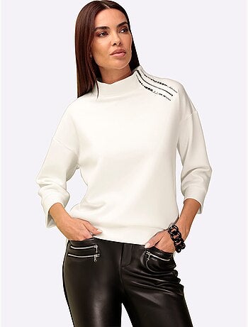 Sweatshirt petites pierres fantaisie - taille standard - helline