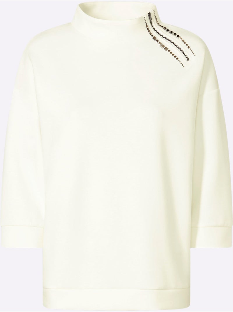 Sweatshirt Petites Pierres Fantaisie - Taille Standard - Helline Ecru - Kiabi