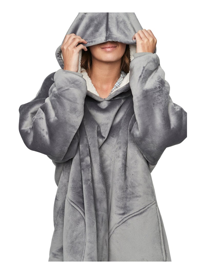 Sweatshirt poncho à capuche extra large PC1 STYLE ADD Gris - Kiabi