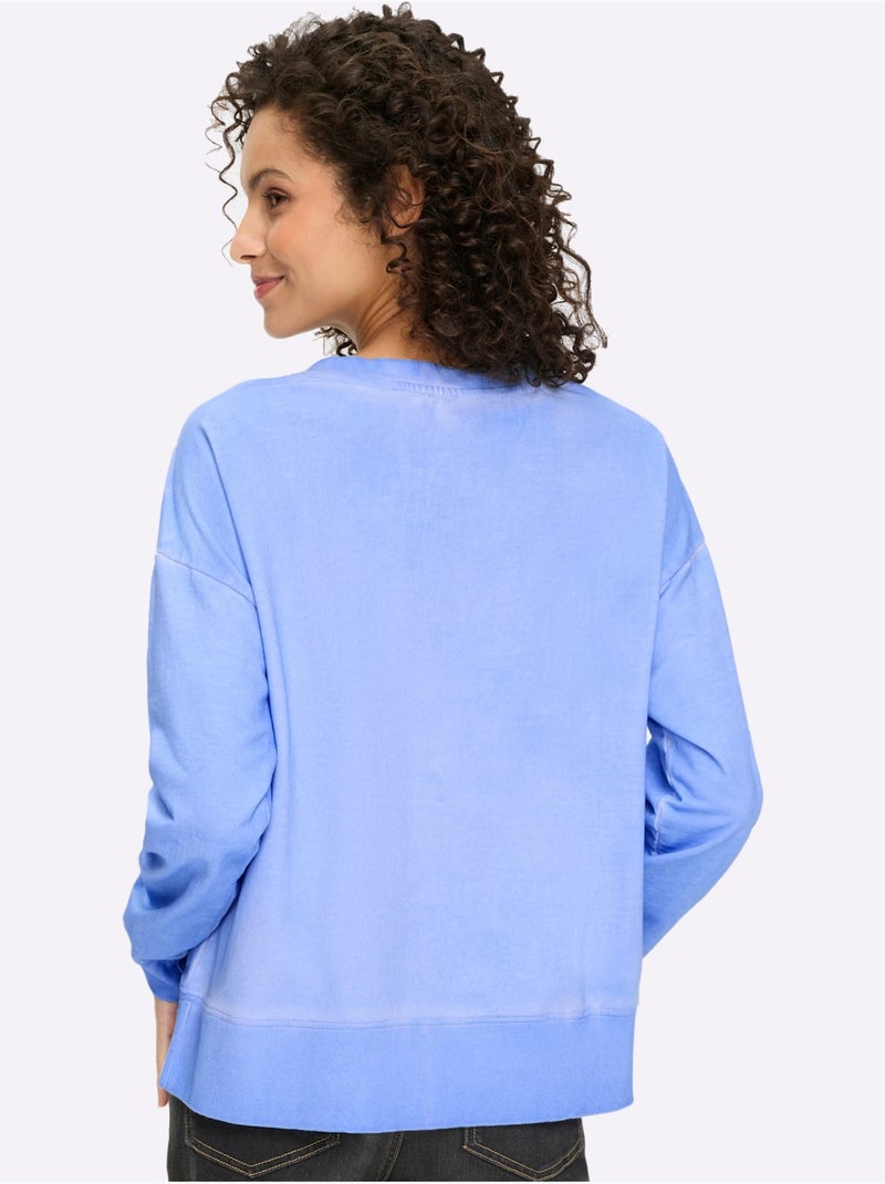 Sweatshirt Pur Coton - Taille Standard - Helline Bleu ciel - Kiabi
