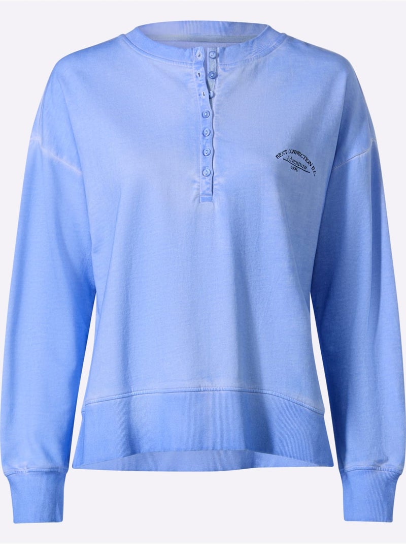 Sweatshirt Pur Coton - Taille Standard - Helline Bleu ciel - Kiabi