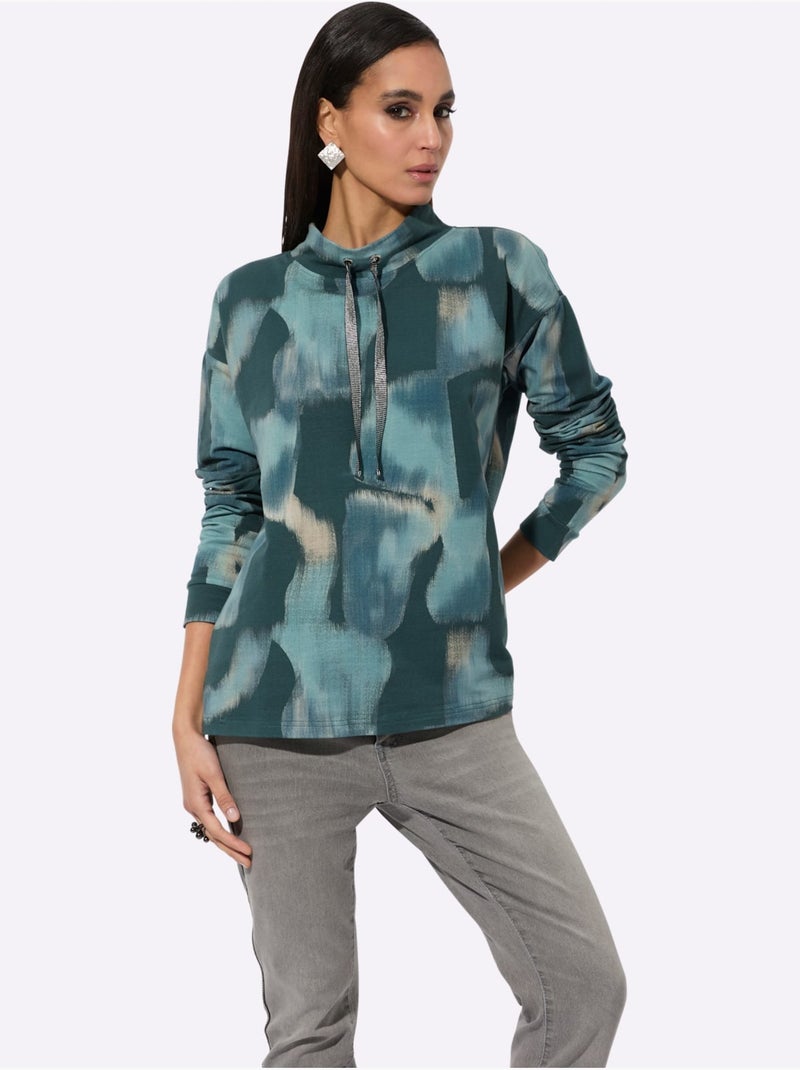 Sweatshirt Pur Coton - Taille Standard - Helline Bleu - Kiabi