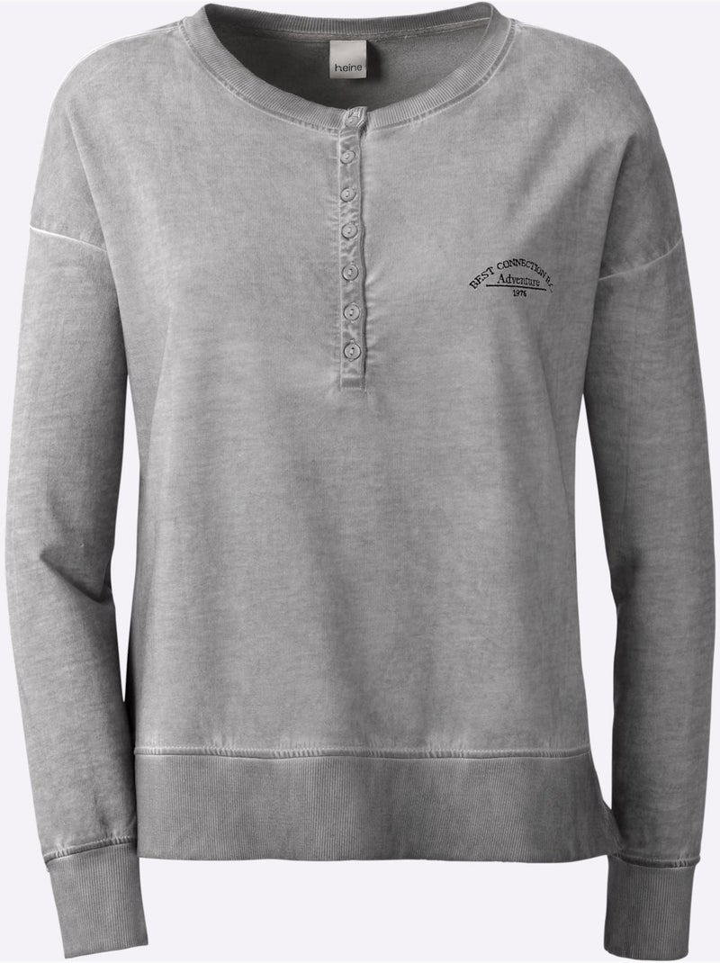 Sweatshirt Pur Coton - Taille Standard - Helline Gris foncé - Kiabi