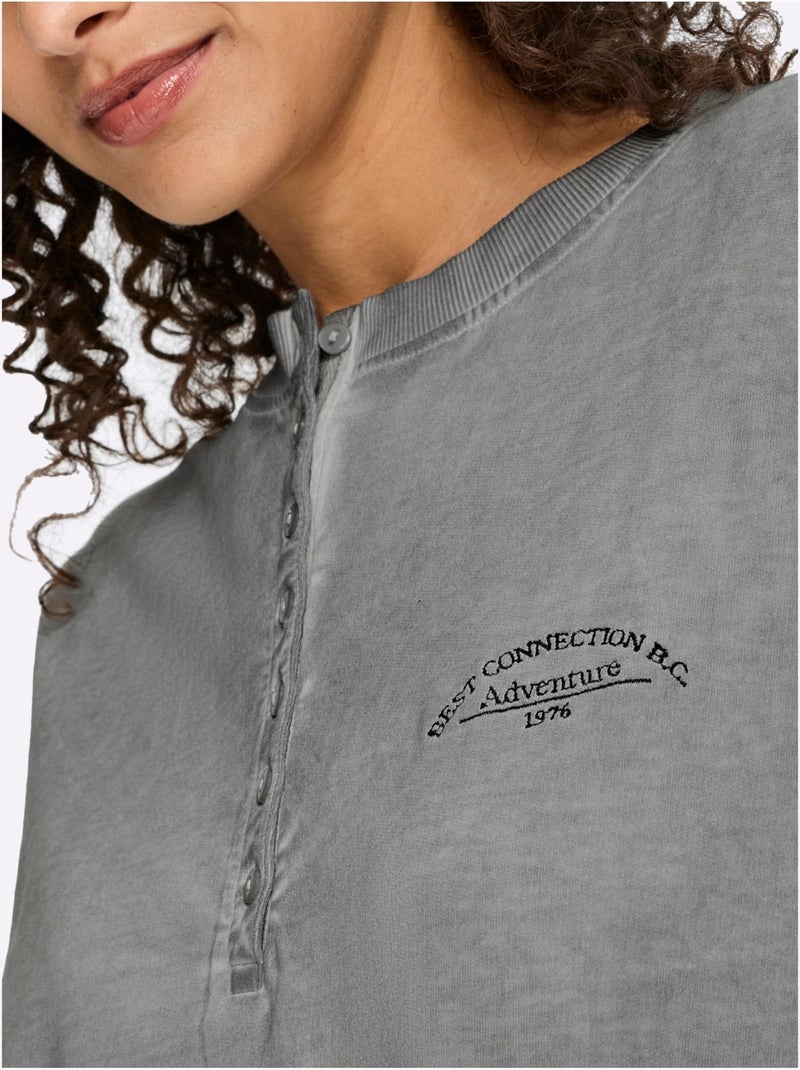 Sweatshirt Pur Coton - Taille Standard - Helline Gris foncé - Kiabi