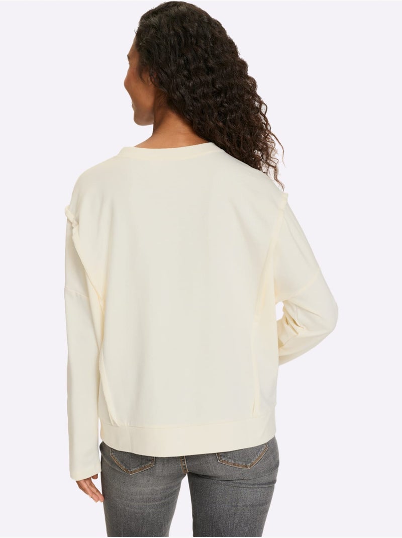 Sweatshirt Pur Coton - Taille Standard - Helline Ivoire - Kiabi