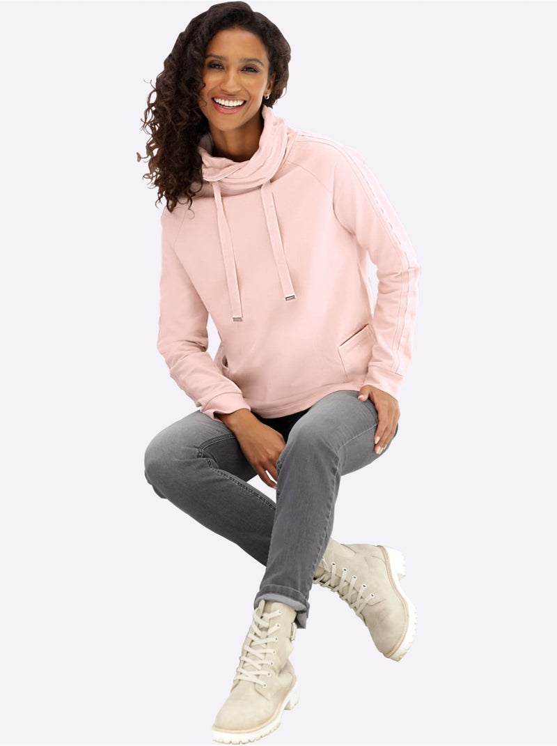 Sweatshirt Pur Coton - Taille Standard - helline Poudre - Kiabi