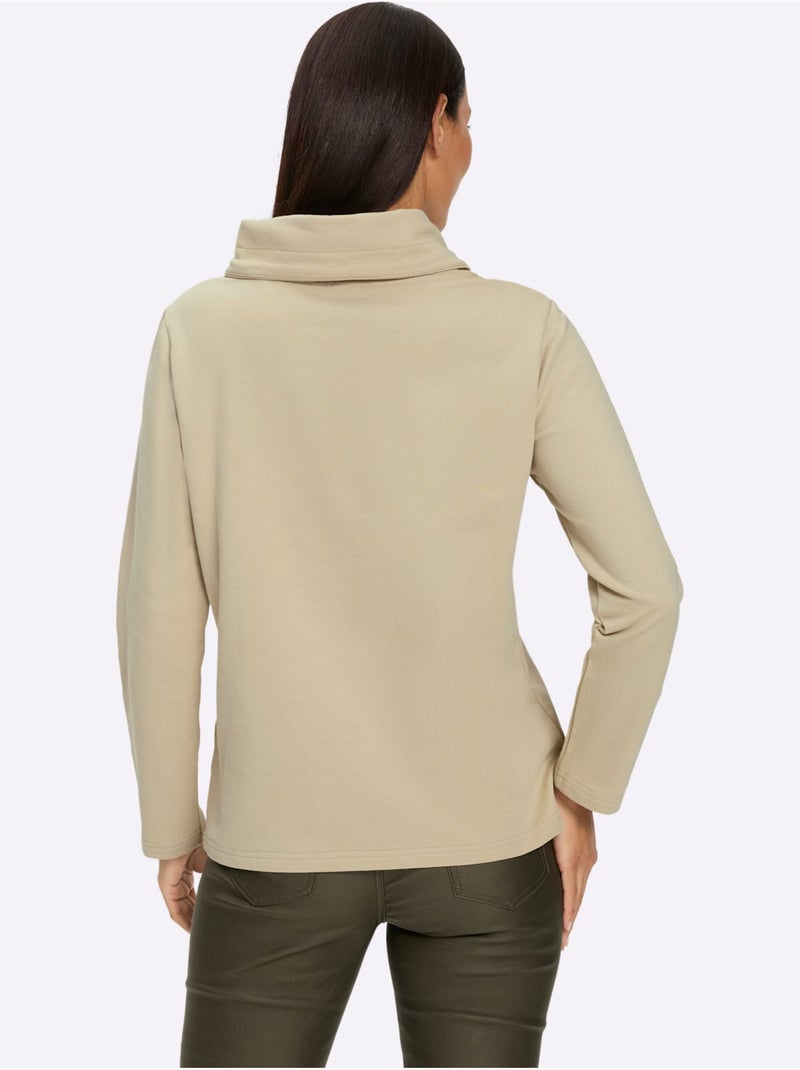 Sweatshirt Pur Coton - Taille Standard - Helline Sable - Kiabi