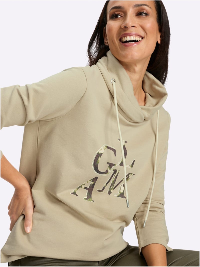 Sweatshirt Pur Coton - Taille Standard - Helline Sable - Kiabi