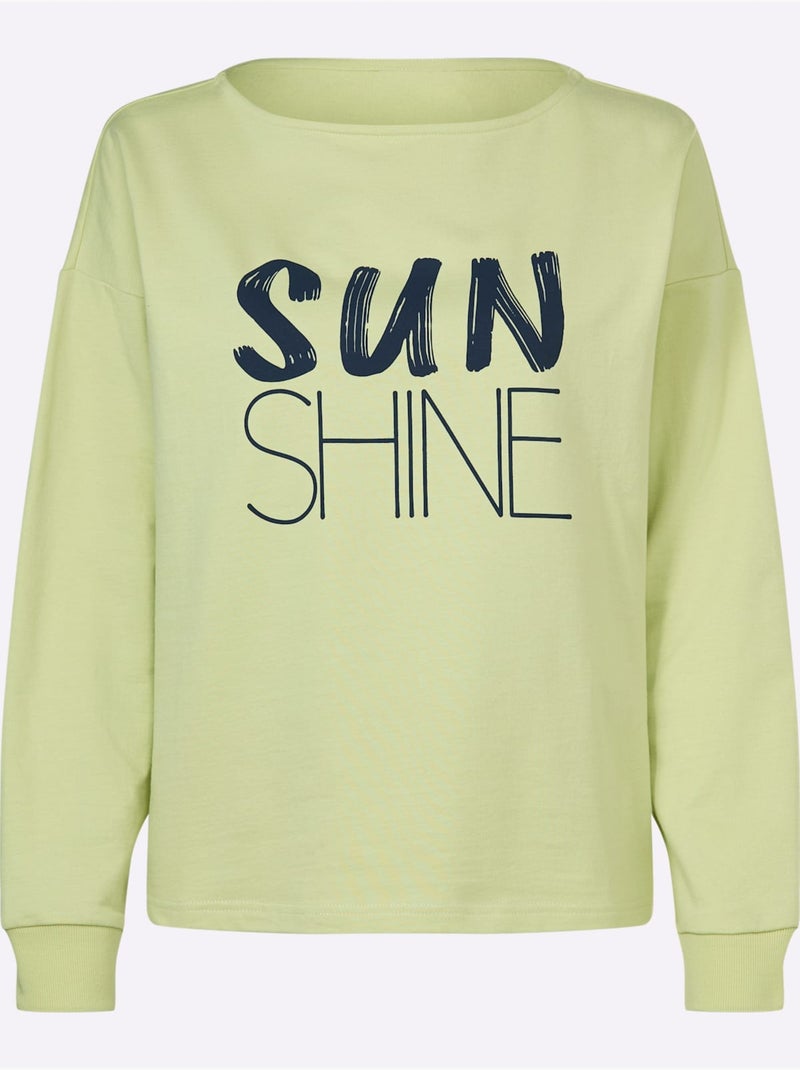 Sweatshirt Pur Coton - Taille Standard - Helline Vert pistache - Kiabi