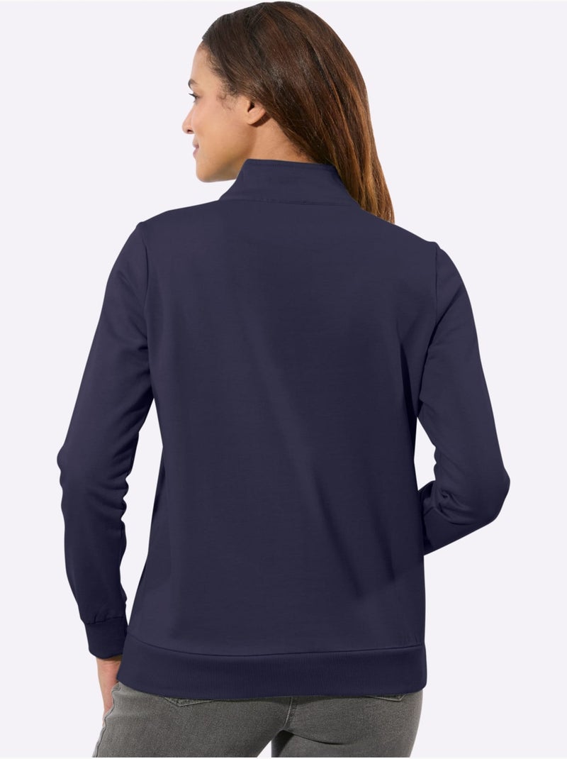 Sweatshirt pur coton - taille standard - witt Bleu marine - Kiabi
